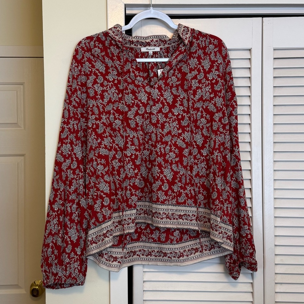 Madewell Floral Red Blouse